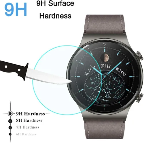 Vista 4 de Paquete de 4 protectores de pantalla compatibles con Huawei Watch GT2 Pro, vidrio templado para Huawei GT 2 Pro, protectores de pantalla para reloj