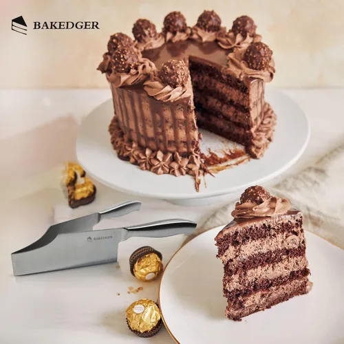 Vista 7 de Cortador de cuchillos para tartas y servidor de corte, cuchillo de servir de acero inoxidable para fiesta de cumpleaños, boda y todos los eventos