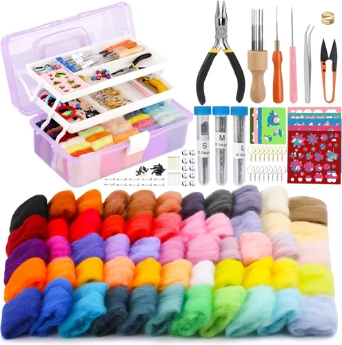 Vista 8 de Kit de inicio de fieltro con agujas LOKUNN, herramientas completas de fieltro con agujas, kit de fieltro con agujas de fieltro, instrucciones