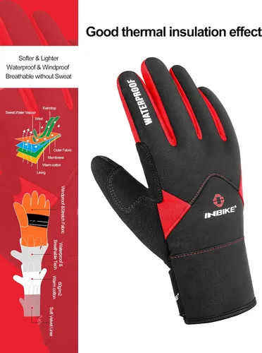 Vista 2 de INBIKE - Guantes de gel para bicicleta de invierno con pantalla táctil para hombre