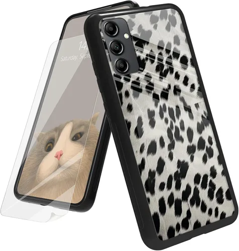 Vista 52 de Funda para Samsung Galaxy A12 5G con protector de pantalla, parte trasera de vidrio templado + TPU de silicona suave que absorbe los golpes