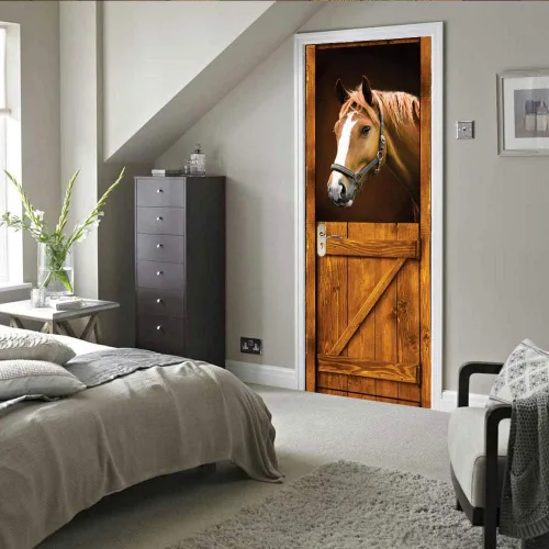 Vista 131 de 3D Pegatina de pared adhesiva para puerta - Poster de película de escaleras antiguas Premium PVC impermeable para pared de dormitorio y sala