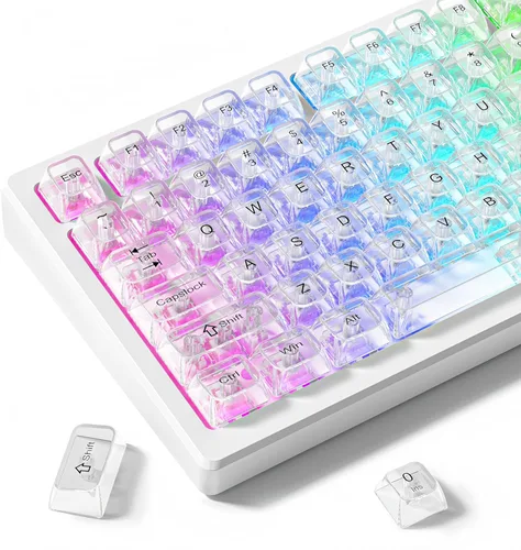 Vista 7 de dagaladoo Teclas transparentes negras para teclado mecánico, teclas MDA transparentes 60 75 100 por ciento, juego de teclas de gelatina cerámica