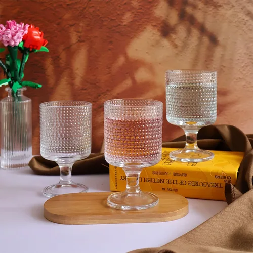 Vista 7 de Juego de 4 vasos vintage de hobnail para beber, copas de 8 onzas, copas de cóctel, copas de vino, globos de vidrio para vino, refrescos, jugo, whisky