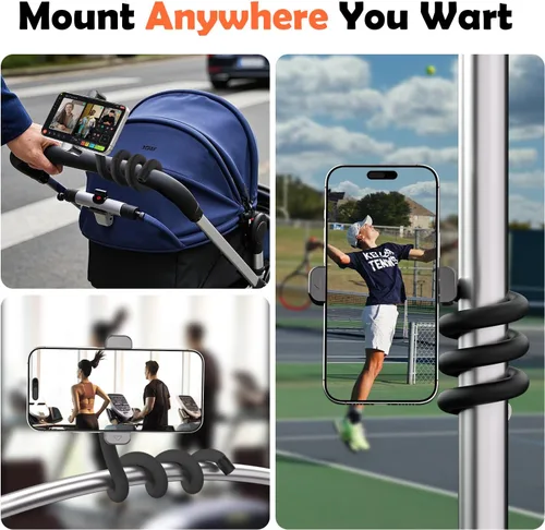 Vista 5 de Uogw Soporte de teléfono para cinta de correr, cochecito, bicicleta, carrito de golf, carrito de compras, soporte de teléfono de brazo largo