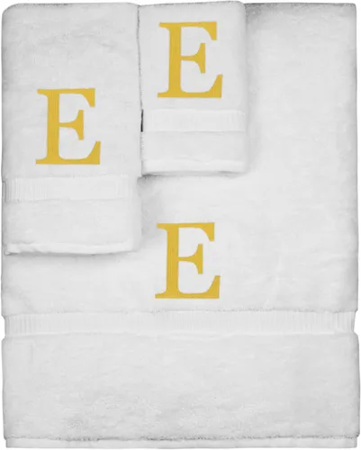 Vista 118 de Juego de toallas con monograma, regalo personalizado, juego de 3 - Letra de bloque dorada bordada en toalla - Extra absorbente 100% algodón turco