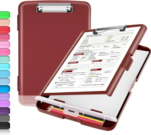 Vista 19 de Sooez - Sujetapapeles de documentos clínicos con almacenamiento, sujetapapeles de plástico resistente, de alta capacidad, con soporte para bolígrafo
