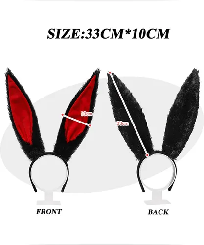 Vista 4 de Faylay Diadema de conejo peluda para cosplay y niña, con orejas de conejo