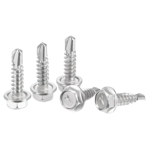 Vista 12 de uxcell Tornillos autoperforantes con cabeza de arandela hexagonal, #10 x 1 31/32 "410 Tornillo de chapa autoperforante de acero inoxidable 410, 50