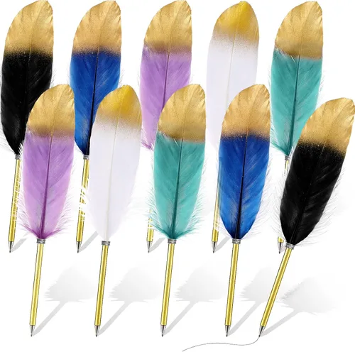 Chivao 10 bolígrafos de pluma a granel de 0.020 in con tinta refinada y chapados en barra, vintage, para escribir invitados y recuerdos de fiesta