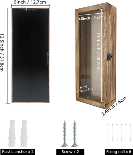 Vista 6 de GraduatePro Marco tipo shadow box: caja expositora de 5x12 con parte trasera de lino, puerta de vidrio real con bisagra, marco para fotos, ramo