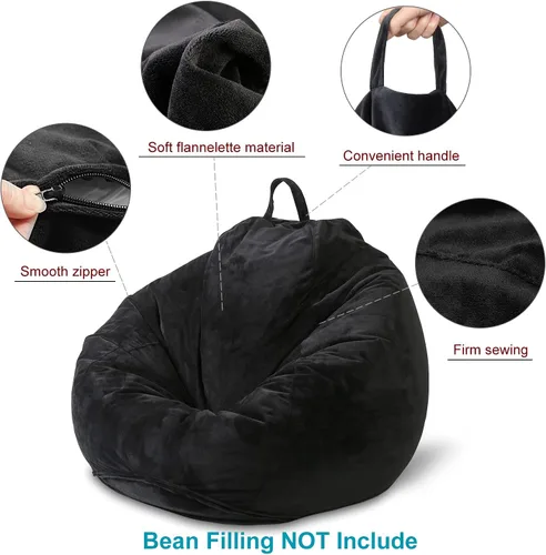 Vista 5 de MFTEK Funda para silla puff (sin relleno), gran bolsa de puf de terciopelo suave, lavable, almacenamiento de animales de peluche o espuma