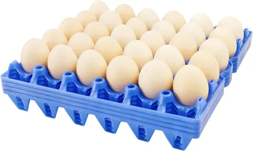 Vista 10 de Paquete de 4 bandejas de huevos de plástico para huevos de 30 huevos para granjeros caseros, cajas apilables para huevos con capacidad