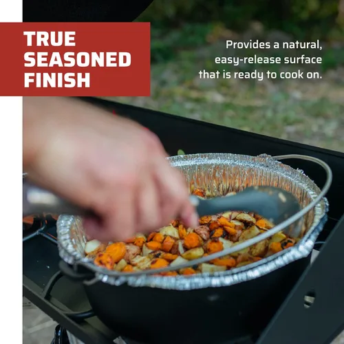 Vista 3 de Camp Chef Horno holandés de hierro fundido de 14 pulgadas, tapa y elevador de tapa, negro/hierro fundido