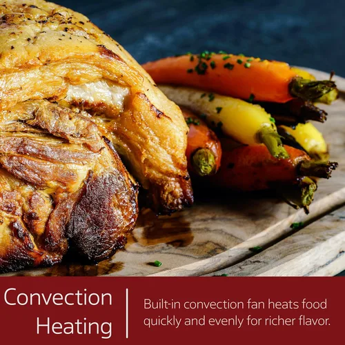 Vista 8 de MegaChef Horno Eléctrico de Convección para Mostrador de 47 Cuartos con Puerta Francesa, Asador Giratorio y Lámpara de Horno