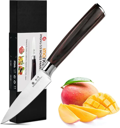 Vista 14 de imarku Nakiri - Cuchillo de chef japonés multiusos de 7 pulgadas, cuchillo de chef japonés de acero inoxidable de alto carbono, cuchillo Gyutou