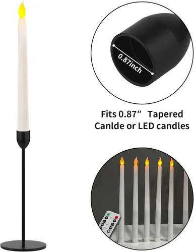 Vista 5 de Ohtomber 3 piezas de soporte para velas cónicas negras, candelabros para centro de mesa de boda, se adapta a velas de pilar de 3/4" de grosor