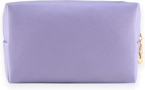 Vista 10 de Pequeña bolsa de maquillaje portátil para mujeres, bolsa de maquillaje impermeable para viajes (beige, normal)