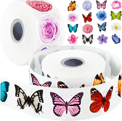 Vista 10 de 1600 calcomanías en rollo de mariposa, 16 estilos de calcomanías de mariposa para niños, impermeables y a prueba de sol 3D para fiestas, paredes