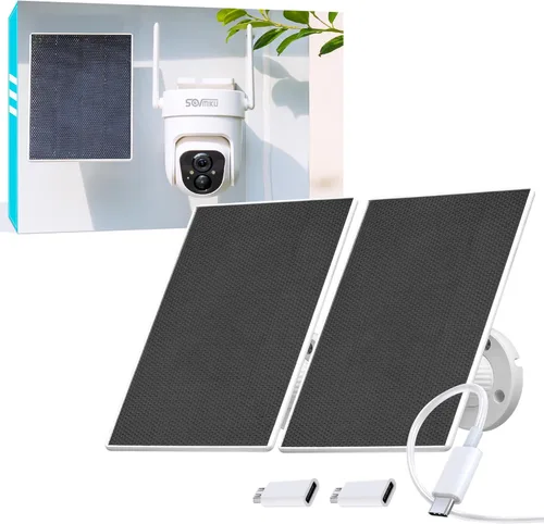 Vista 10 de Vicohome Paneles solares de 5V para cámaras de seguridad para comederos de pájaros con tasa de conversión de energía del 23%, cable de 9.8 pies