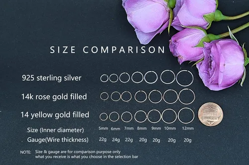 Vista 5 de 14k Rose Gold Filled Mini Huggie Hoop Earrings for Women Girls