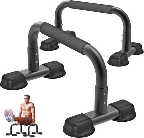 Dolibest Push Up Bar, 12'' High Parallettes Bars with Wooden Handles, Stable and Comfortable Calisthenics Equipment, Suitable for Handstand, L-Sit,