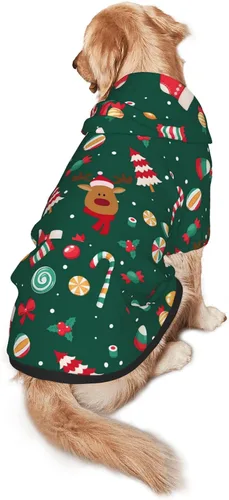 Vista 6 de Disfraz de perro de Navidad, sudadera con capucha con estampado de árbol de ciervo de Navidad, para invierno, Navidad, cosplay, suéteres, sudadera