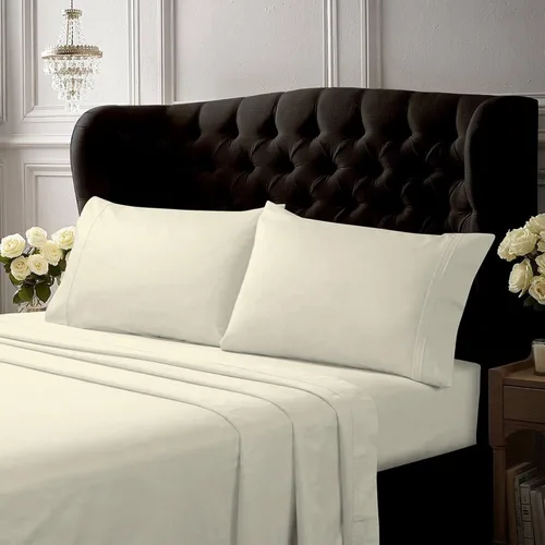 Vista 8 de Tribeca Living Juego de sábanas y fundas de almohada de algodón percal de algodón fresco y suave, bolsillo extra profundo, 300 hilos, ropa de cama