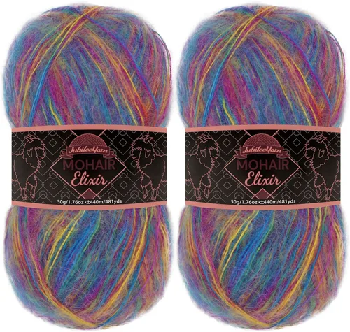 Vista 112 de JubileeYarn Mohair Elixir Yarn - 50g/Skein Baby Wool Blend - Cosmopolitan - 1 Skein