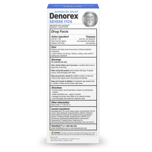 Vista 8 de Denorex Champú y acondicionador anticaspa severo 1.8% de alquitrán de hulla Alivia la irritación del cuero cabelludo asociada con caspa