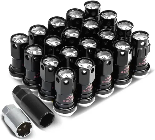 Vista 7 de DNA Motoring Tuercas de llanta de extremo cerrado M12x1.25, 16 tuercas hexagonales universales + 4 tuercas de bloqueo estriadas con llaves Negro