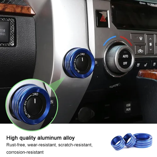 Vista 5 de Interruptor de tracción de rueda 4WD y anillo de perilla PWL-VOL a tiempo completo para Toyota Tundra 2014-2020 2021 (azul)