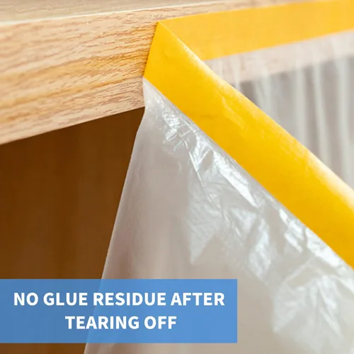 Vista 5 de TAPEBEAR 3 rollos de película adhesiva precintada de 9 pies x 90 pies + 6 rollos de cinta adhesiva azul de 0.94 pulgadas x 60 yardas