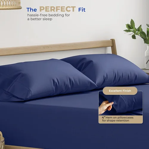 Vista 4 de THREAD SPREAD Juego de 2 fundas de almohada de 100 % algodón tamaño estándar/Queen, 400 hilos, ultra suaves y frescas de tejido satinado