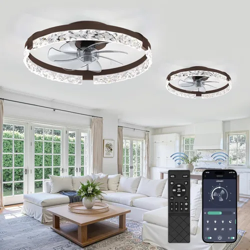 Vista 24 de LEDIARY Ventiladores de Techo Modernos de 20" con Luces y Control Remoto, Ventilador de Techo Regulable de Perfil Bajo, Ventilador de Techo