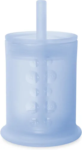 Olababy Taza de entrenamiento de silicona con tapa con popote | Taza para beber agua para bebés | 6+ meses de bebé a 12-18 meses | Taza para beber