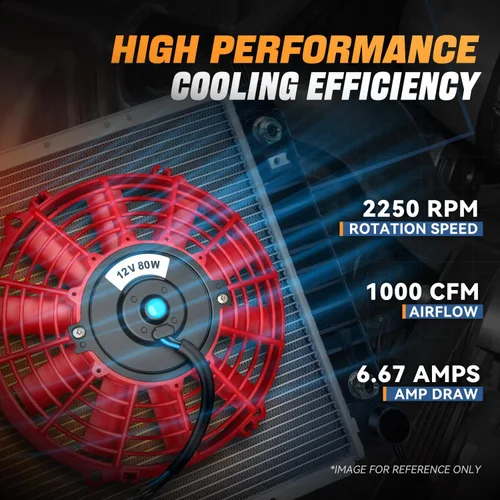 Vista 2 de Kit de ensamblado de ventilador eléctrico Dynasty de refrigeración de alto rendimiento para automóvil, Rojo