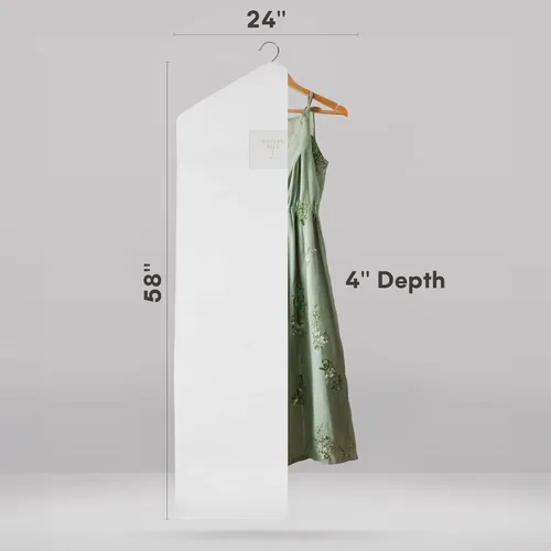 Vista 2 de Hayden Hill Bolsa de almacenamiento de ropa de algodón orgánico de lujo Bolsa de vestir larga de 58 pulgadas transpirable y a prueba de polillas