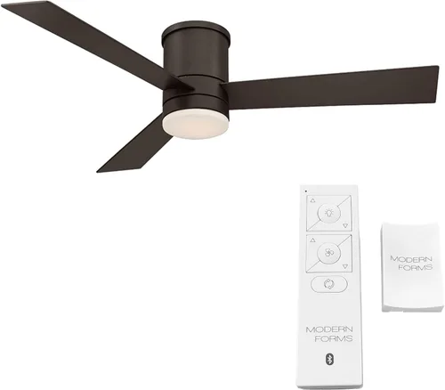 Vista 2 de Axis Smart - Ventilador de techo empotrado de 3 aspas para interiores y exteriores, 52 pulgadas, bronce con kit de luz LED de 3000 K y control