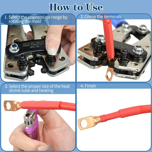 Vista 5 de Herramienta de prensado de terminales de cable con 74 terminales de alambre de cobre, 100 tubos termorretráctiles adhesivos de doble pared