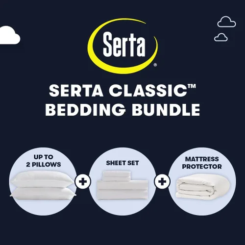 Vista 2 de Serta Paquete de ropa de cama clásica, contiene un protector de colchón de tamaño individual y un juego de sábanas junto con una almohada estándar