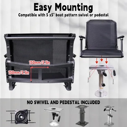 Vista 7 de Asientos de barco de malla para pesca, asiento de barco Marine Bass Jon, transpirable y mantiene seco, excelente soporte lumbar para espalda, silla