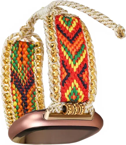 Vista 5 de Correa de nailon trenzada estilo bohemio retro compatible con Fitbit Versa 3/Versa 4/Sense 2/Fitbit Sense Bandas para mujeres y hombres, correa