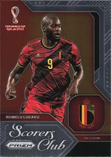 PANINI PRIZM FIFA WORLD CUP QATAR SCORERS CLUB #25 ROMELU LUKAKU BÉLGICA FÚTBOL OFICIAL DEL PRO