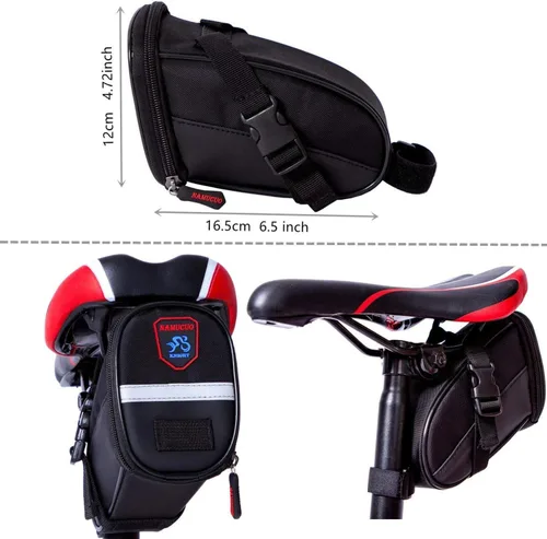 Vista 4 de YBEKI Kit de reparación de bicicleta 10 en 1 con palancas de neumáticos 3 en 1, parches sin pegamento, llave de hueso multifuncional y bolsa