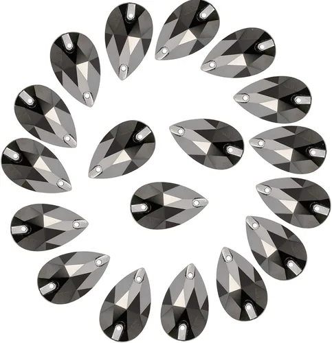 Vista 20 de Diamantes de imitación en forma de lágrima para coser en la parte trasera plana, 72 piezas de diamantes de imitación de cristal con parte trasera