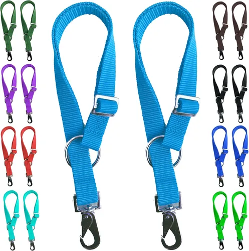 Vista 7 de Majestic Ally Paquete de 2 ganchos de correa para cubo de agua de caballo, ajustables de 18 a 30 pulgadas de longitud, para uso en interiores