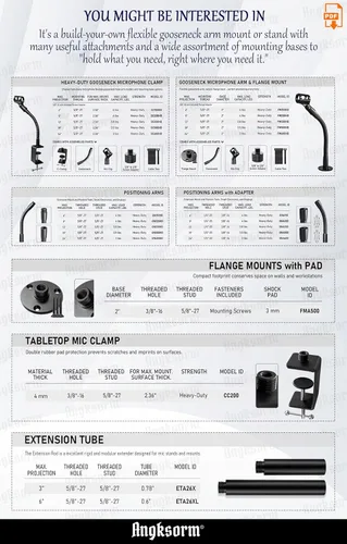 Vista 7 de Soporte para micrófono: soporte de micrófono de escritorio flexible de cuello de cisne de 13 pulgadas con base de montaje de brida para atril
