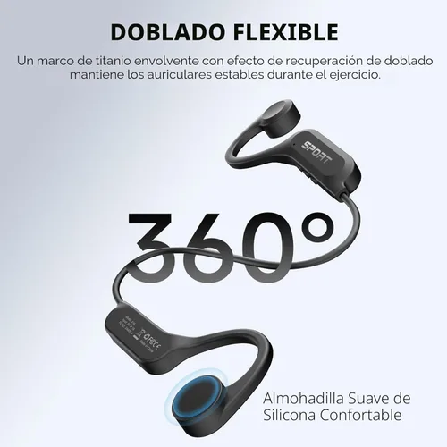 Vista 6 de Yorlu Auriculares de conducción ósea, auriculares Bluetooth 5.4 actualizados 2026 con micrófono, auriculares de conducción ósea de 10 horas
