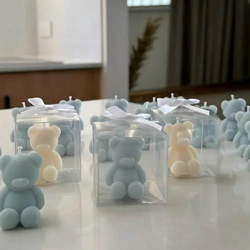Vista 2 de Moldes de vela de silicona, molde de vela perfumada de oso encantador 3D, diseño de ambiente acogedor, inodoro, sin BPA, lindos moldes de silicona